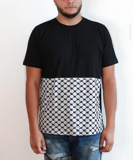 Black T-shirt with Keffiyeh Patterns - S