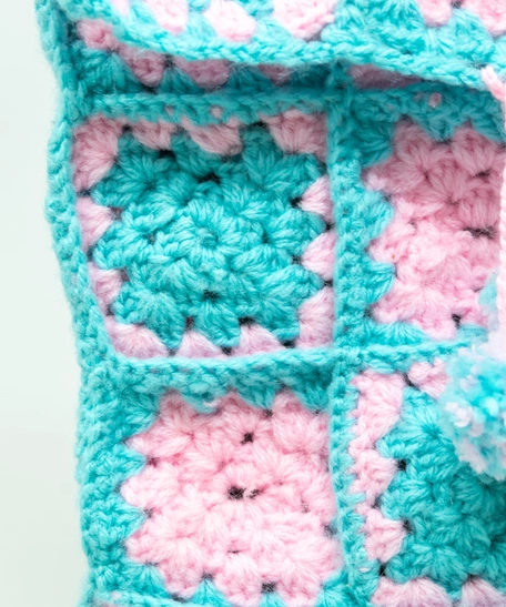 Baby Blue & Pink Crochet Bag