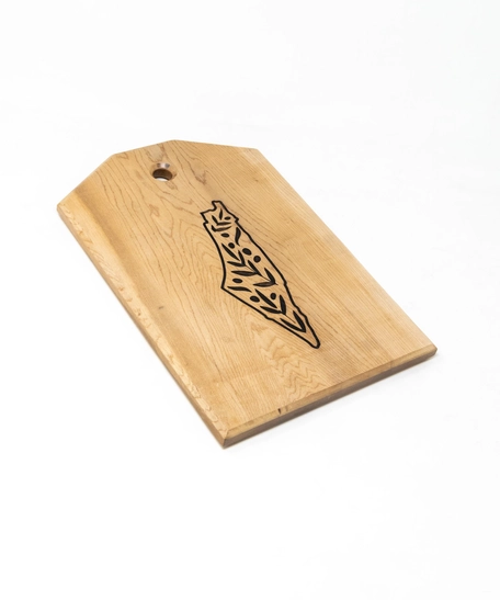 Wooden Cheese Board with Palestine Map Engravings