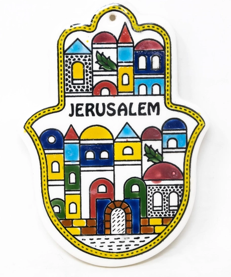 ديكور حائط سيراميك على شكل كف - القدس (عدة ألوان) - أزرق