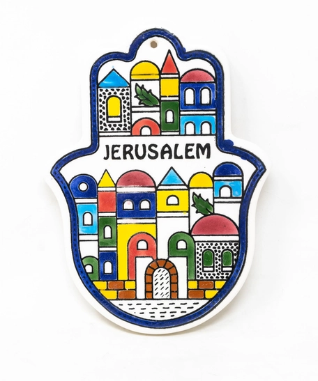 ديكور حائط سيراميك على شكل كف - القدس (عدة ألوان) - أزرق