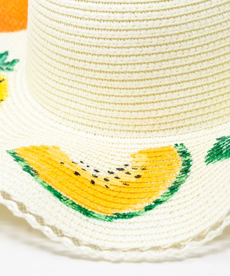 Burlap Sun Hat with Colorful Hand Paintings - Multiple Designs - Design 1