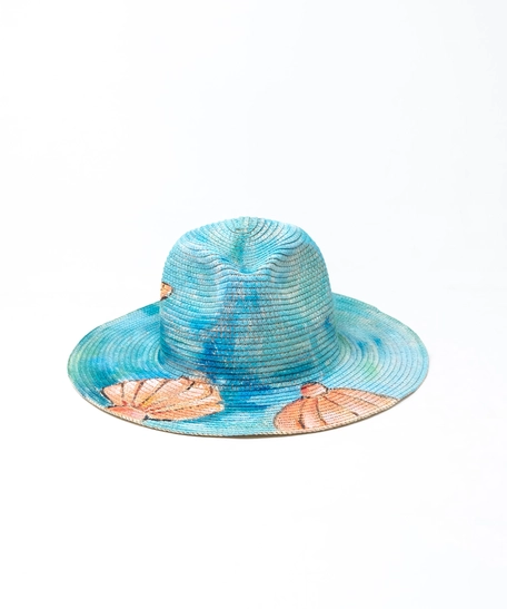 Blue Burlap Sun Hat - Beach Theme