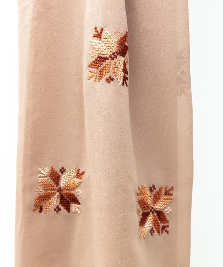 Women's georgette scarf decorated with hand embroidery of floral patterns | Georgette Hijab - Light Pink