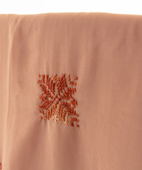 Women's georgette scarf decorated with hand embroidery of floral patterns | Georgette Hijab - Light Pink