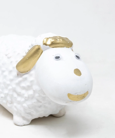 Decorative White Gypsum Sheep Figure
