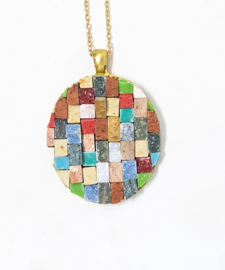 Round Colorful Mosaic Necklace