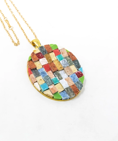 Round Colorful Mosaic Necklace