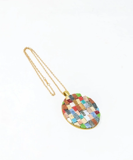 Round Colorful Mosaic Necklace