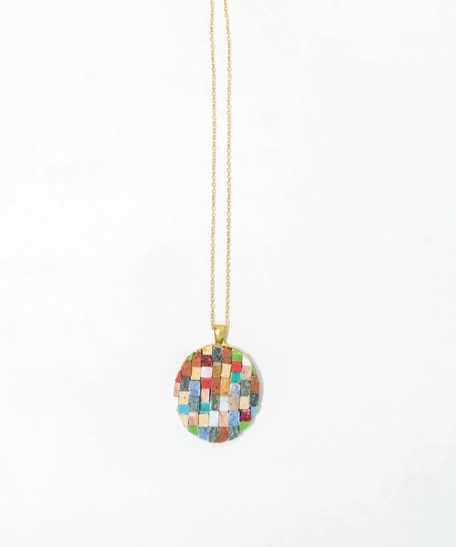 Round Colorful Mosaic Necklace