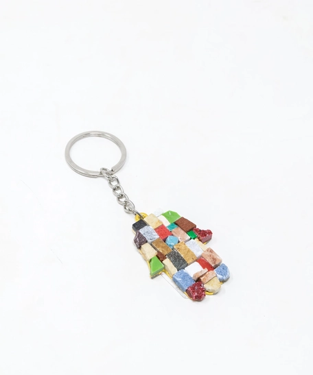 Hand-Shaped Colorful Mosaic Keychain