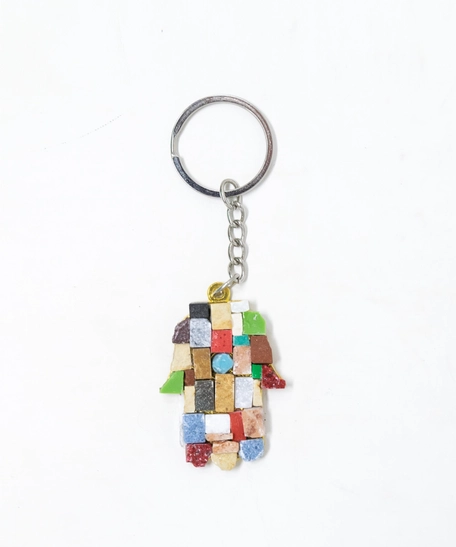 Hand-Shaped Colorful Mosaic Keychain