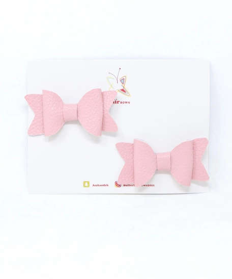 Set of 2 Pink Bow Hair Clips