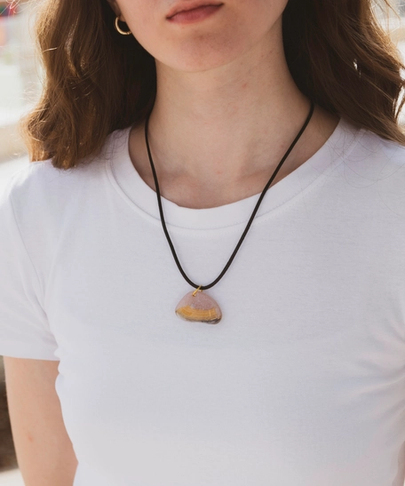 Triangle Wood & Resin Pendant Necklace