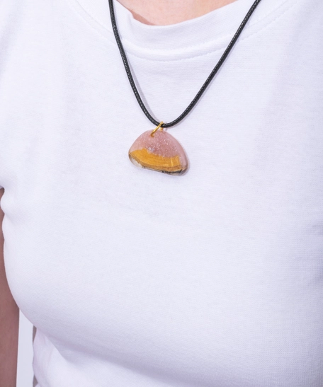 Triangle Wood & Resin Pendant Necklace