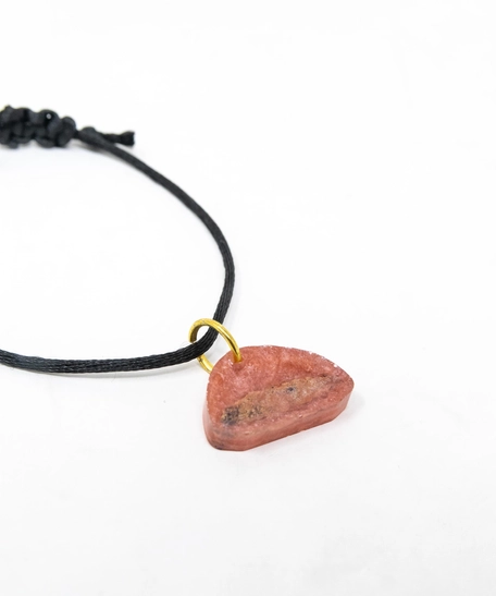 Black String Bracelet With Pink Triangle Resin Pendant