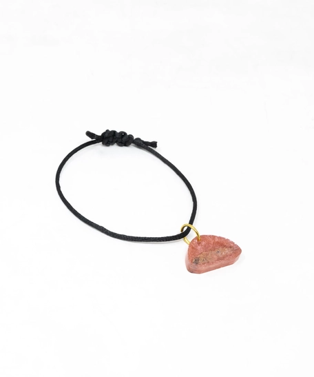 Black String Bracelet With Pink Triangle Resin Pendant