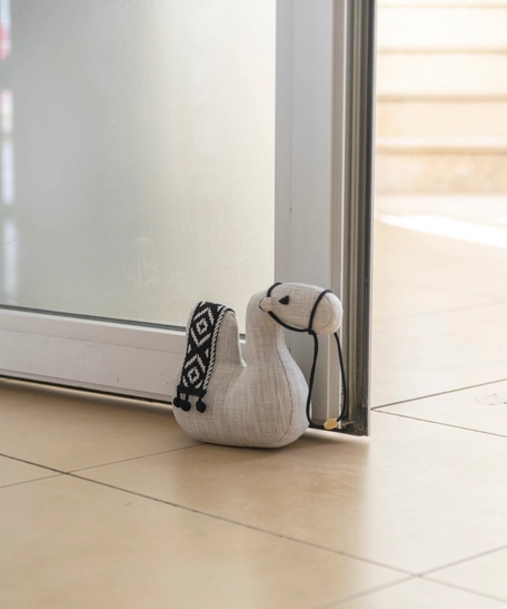 Camel Shape Door Stopper with Bedouin-Inspired Patterns - White