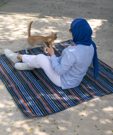 Foldable Picnic Blanket with Bedouin-Inspired Patterns - Gray 1