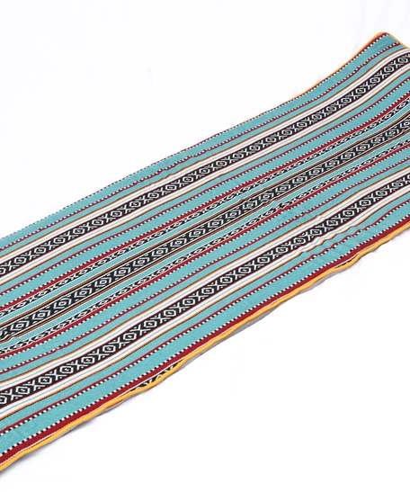 Turquoise Thick Foldable Yoga Mat with Bedouin-Inspired Patterns