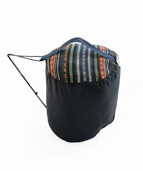 Striped Navy Blue Sleeping Bag with Bedouin-Inspired Patterns