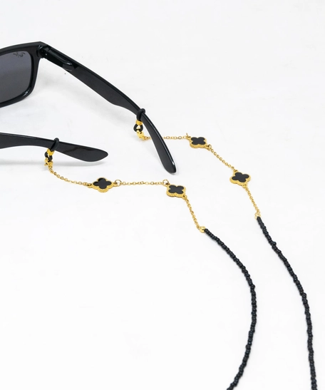 Handmade Beaded Glasses Strap - Multiple Designs - Black & Gold