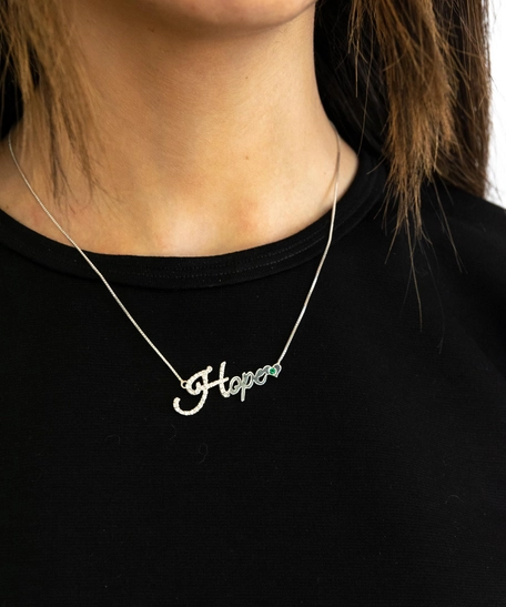 Thin 925 Sterling Silver Chain Necklace with "Hope" Pendant