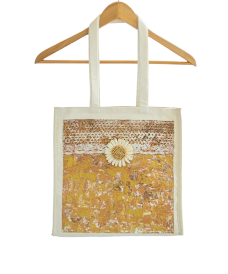 Small Size Tote Bag with Hand Paintings in Earthy Colors