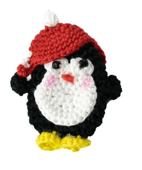 Colorful Crochet Brooch - Multiple Designs - Black Penguin