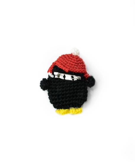 Colorful Crochet Brooch - Multiple Designs - Black Penguin