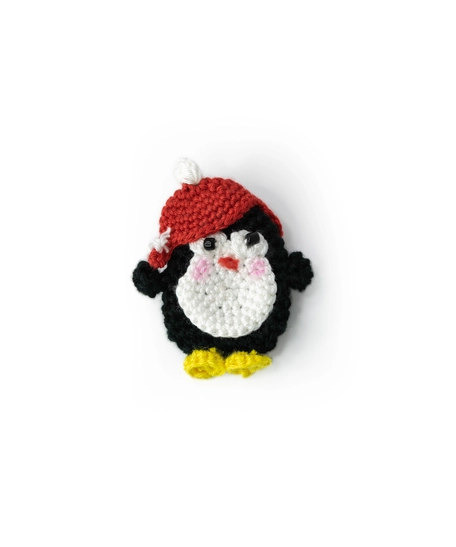 Colorful Crochet Brooch - Multiple Designs - Black Penguin