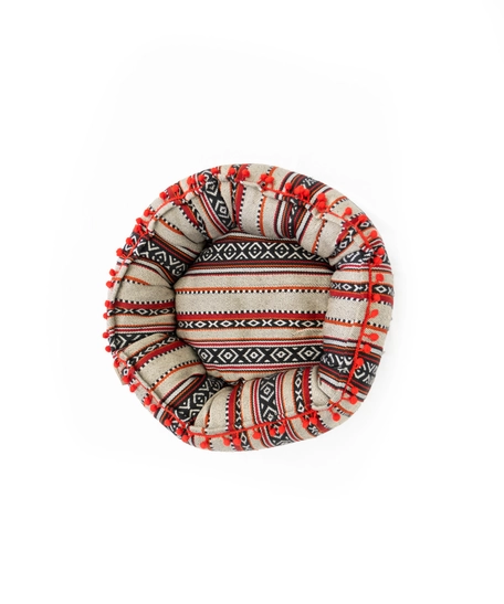 Round Cat Bed with High Edges in Colorful Bedouin-Inspired Design