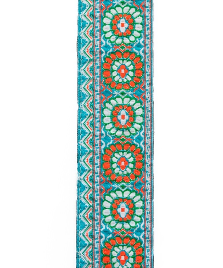 Wide Leather Shoulder Strap with Colorful Stitched Patterns - Multiple Patterns - Pattern 1