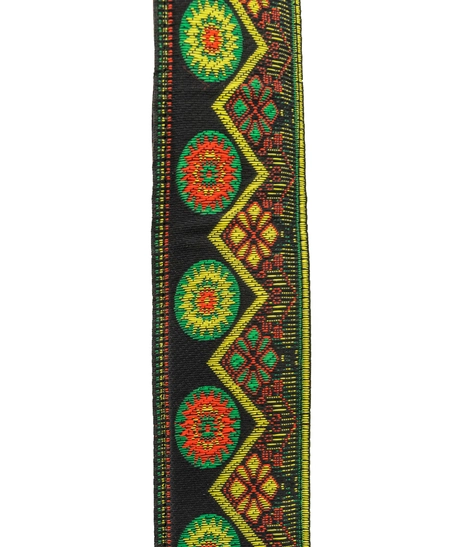 Wide Leather Shoulder Strap with Colorful Stitched Patterns - Multiple Patterns - Pattern 1