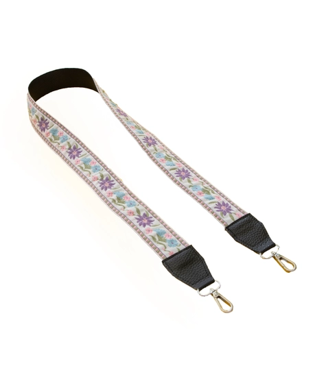 Leather Bag Strap with Colorful Stitched Patterns - Multiple Patterns - Pattern 1