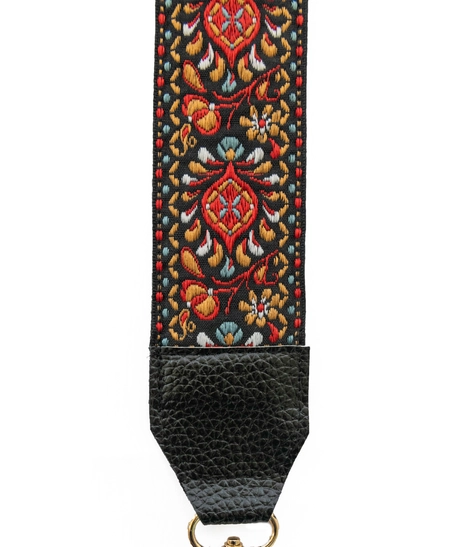 Leather Bag Strap with Colorful Stitched Patterns - Multiple Patterns - Pattern 1