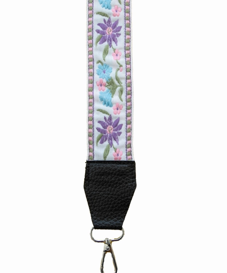 Leather Bag Strap with Colorful Stitched Patterns - Multiple Patterns - Pattern 1