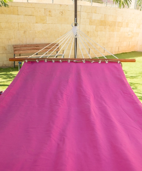 Outdoor Hanging Fabric Hammock Swing - Multiple Colors - Fuchsia