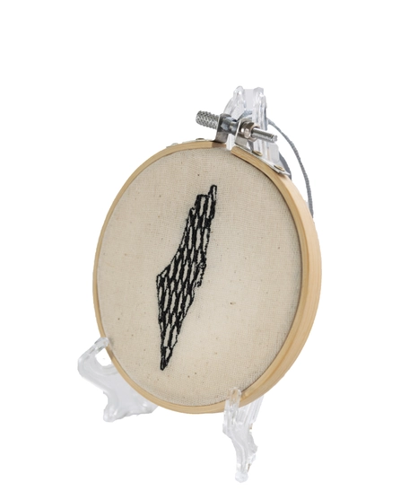 Decorative Machine Embroidery Hoop of Beige Canvas - Multiple Designs - Jordan Map