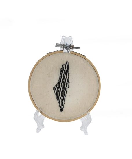 Decorative Machine Embroidery Hoop of Beige Canvas - Multiple Designs - Jordan Map