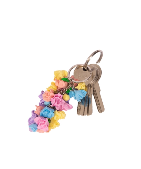 Hand-Formed Polymer Clay Keychain - Colorful Flowers