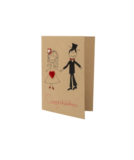 Brown Wedding Congratulation Card with Envelope - Bride and Groom