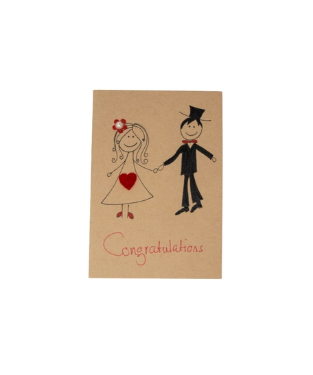 Brown Wedding Congratulation Card with Envelope - Bride and Groom