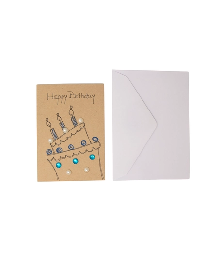 Brown Rectangular Greeting Card with Envelope- Happy Birthday