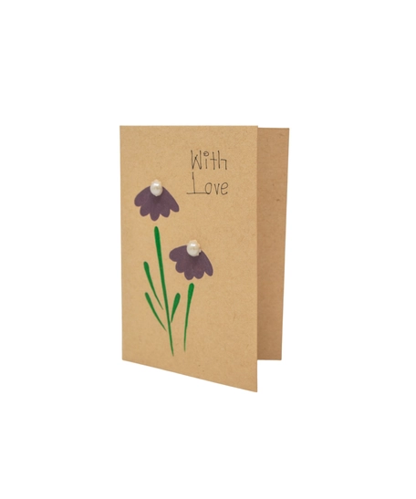 Floral Brown Postcard with Envelope - With Love