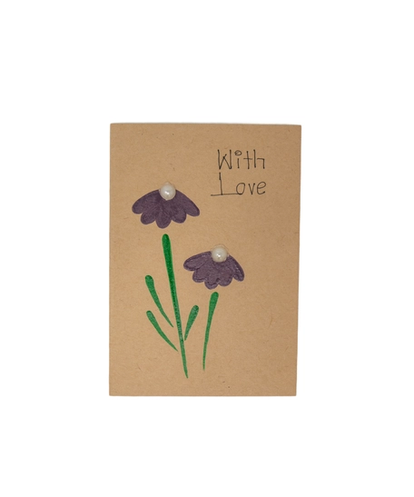 Floral Brown Postcard with Envelope - With Love