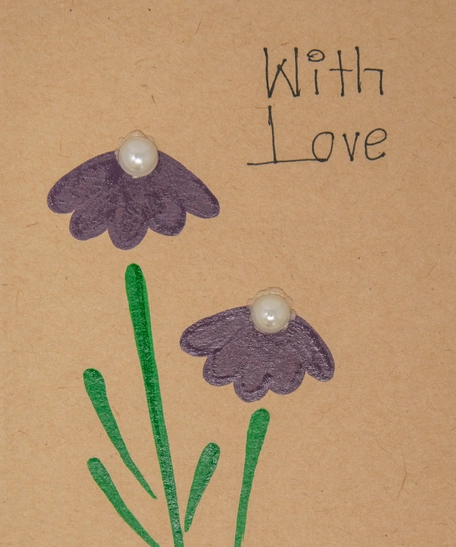 Floral Brown Postcard with Envelope - With Love