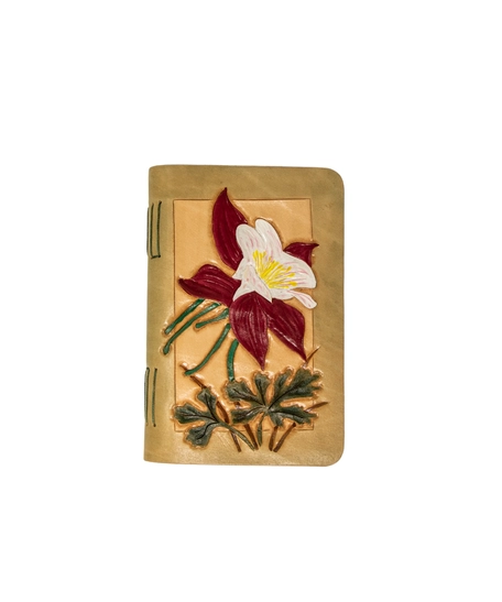 Small Leather Notebook with Printed Floral Drawings