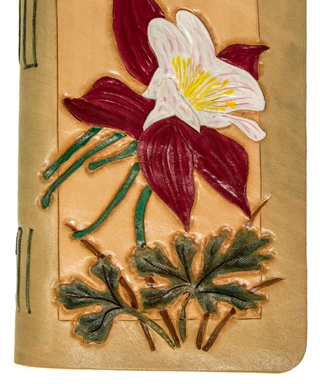 Small Leather Notebook with Printed Floral Drawings