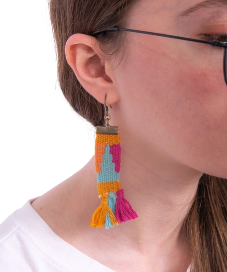 Hand-Woven Tassels Earrings of Colorful Bohemian Style